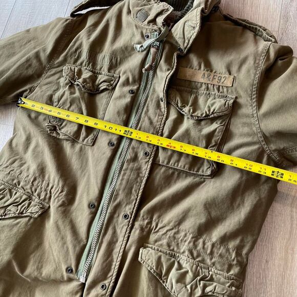 Abercrombie & Fitch Men's Y2K Military Green Field Jacket HTF 90's Vintage Large - Picture 4 of 8